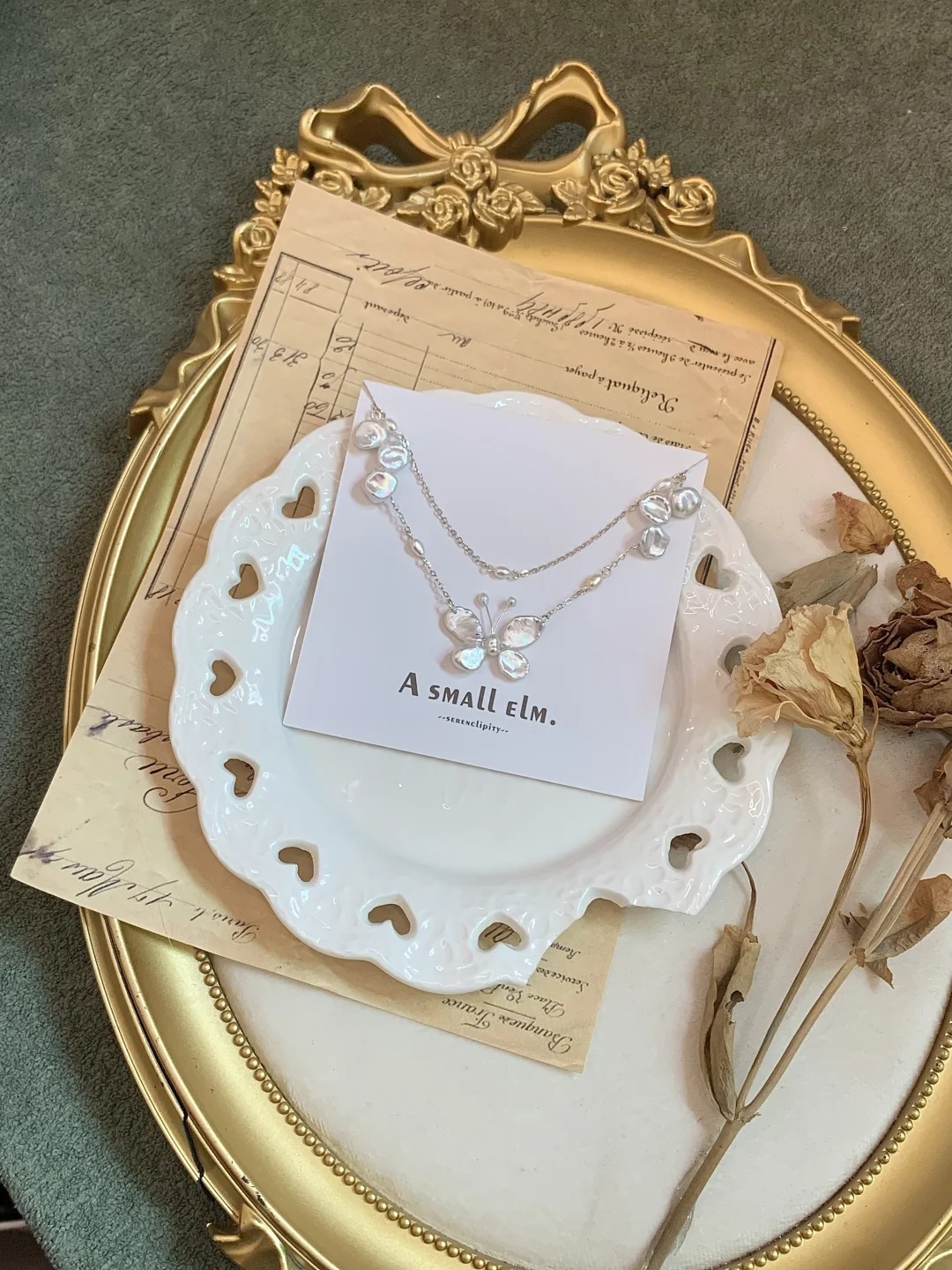 Double layer butterfly necklace