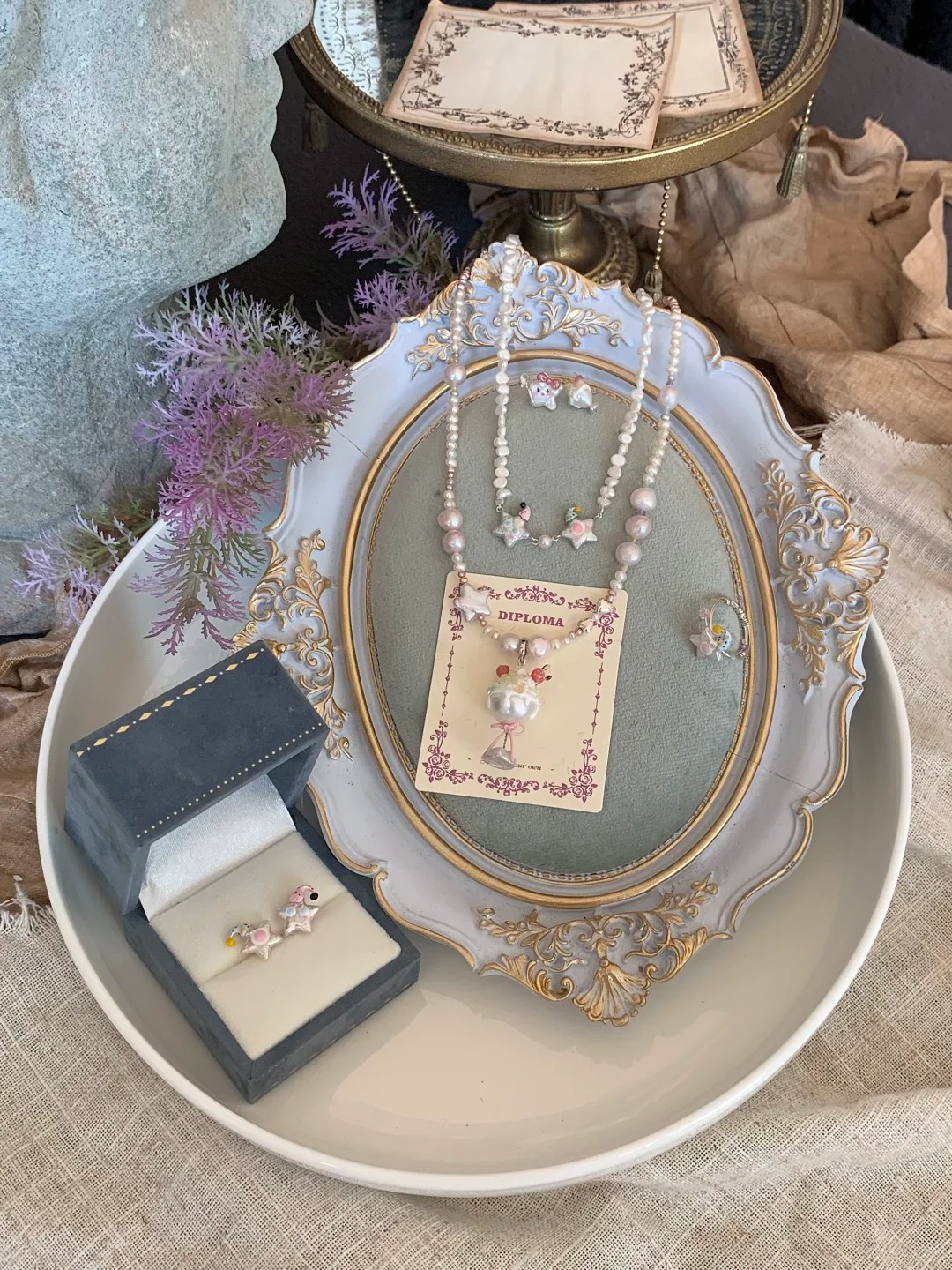 Cream Frappuccino series Frappuccino pearl necklace
