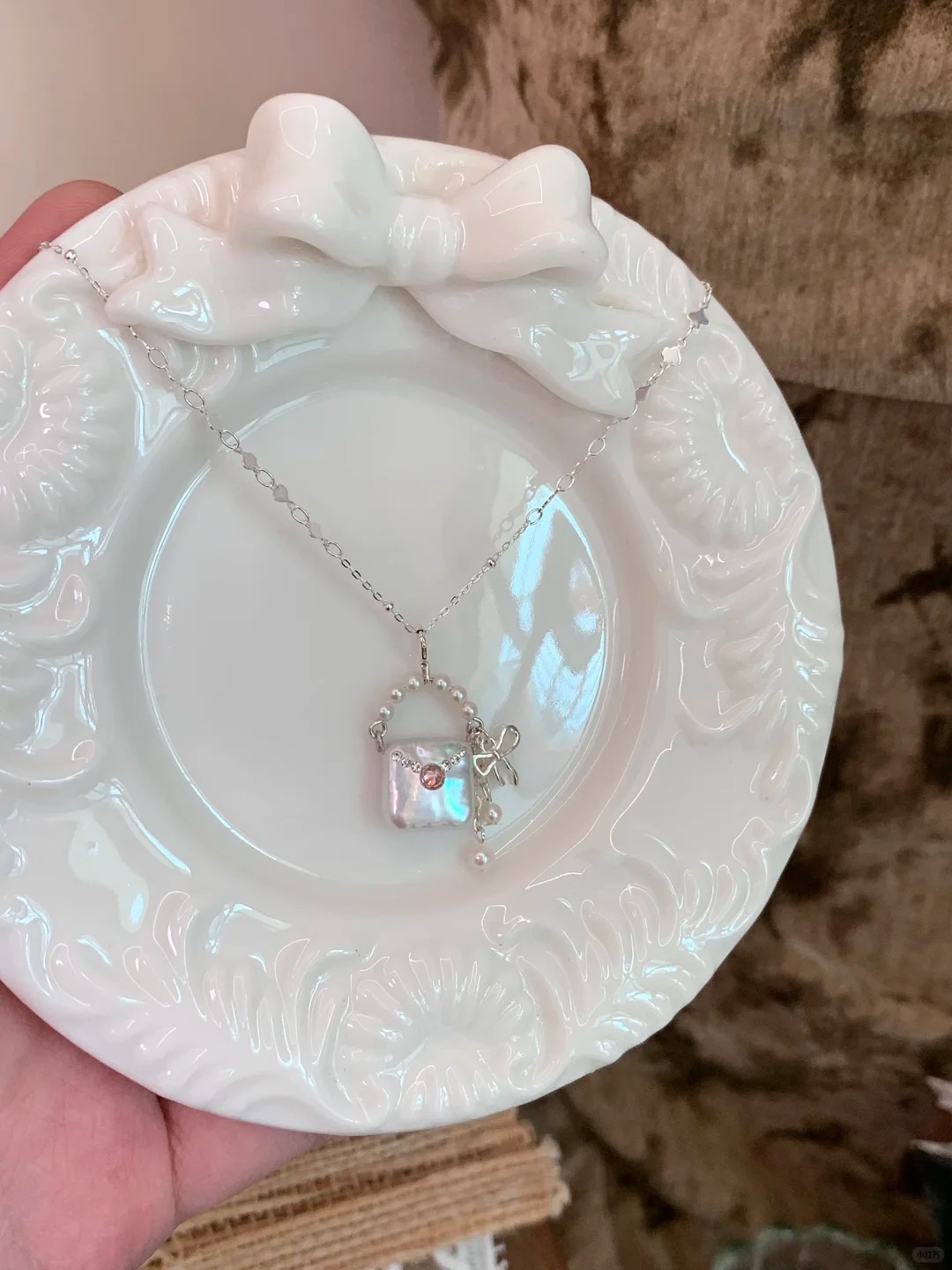 Natural pearl bag pendant