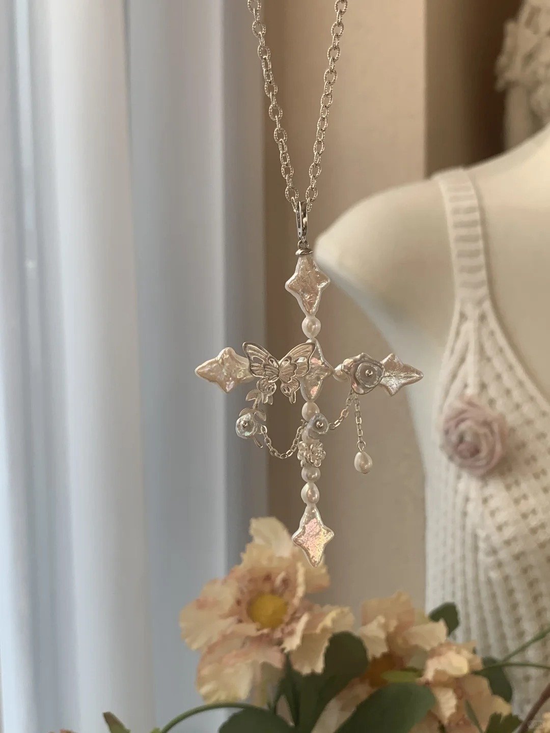 Cross Pearl Necklace