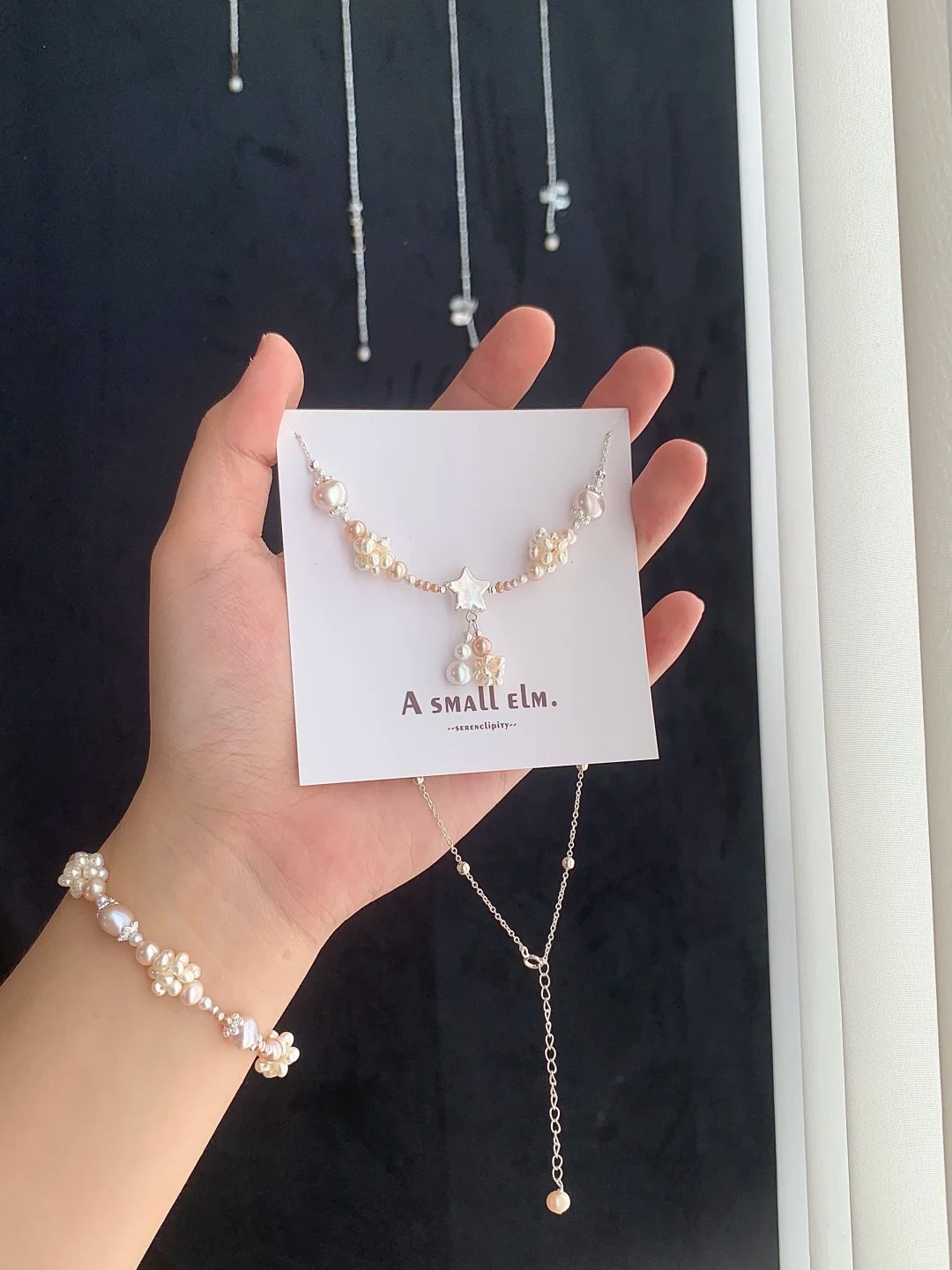 Natural pearl princess style necklace handmade for daily matching