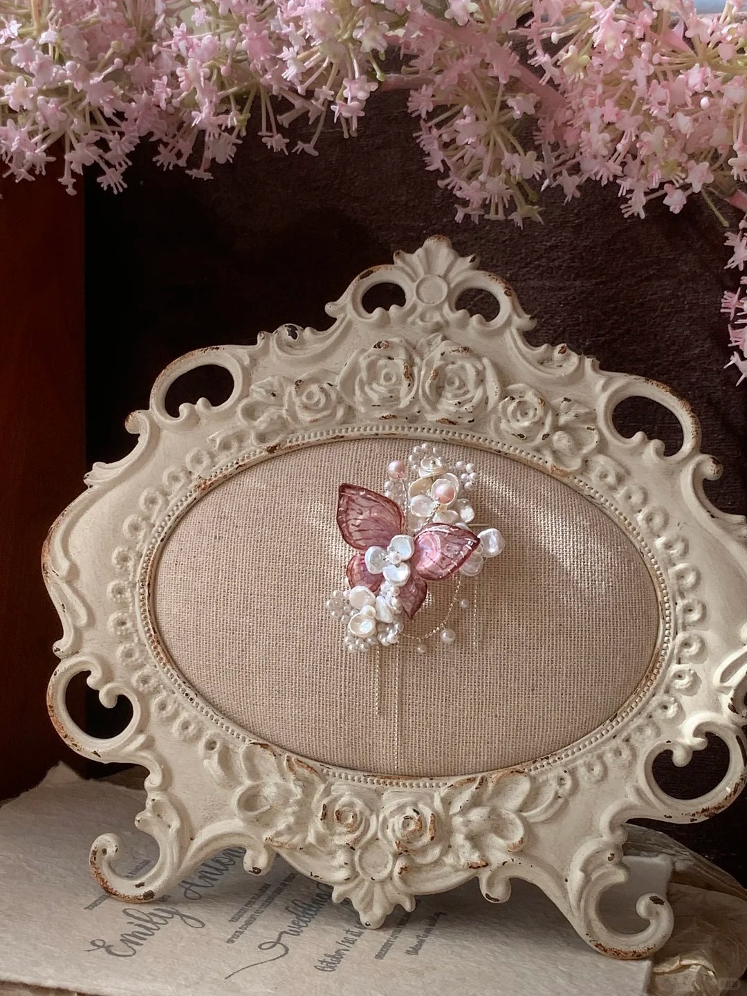 Natural Pearl Butterfly Brooch