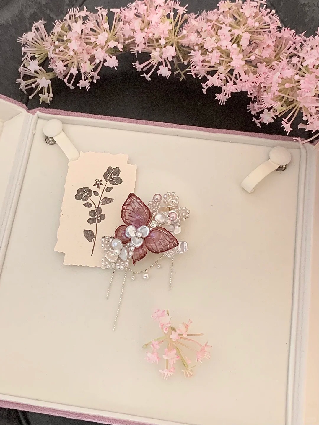 Natural Pearl Butterfly Brooch