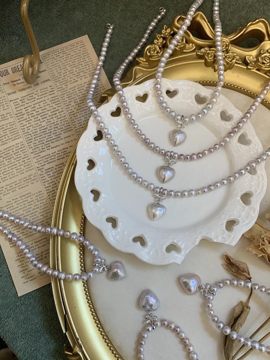 Heart-Shaped Pearl Necklace