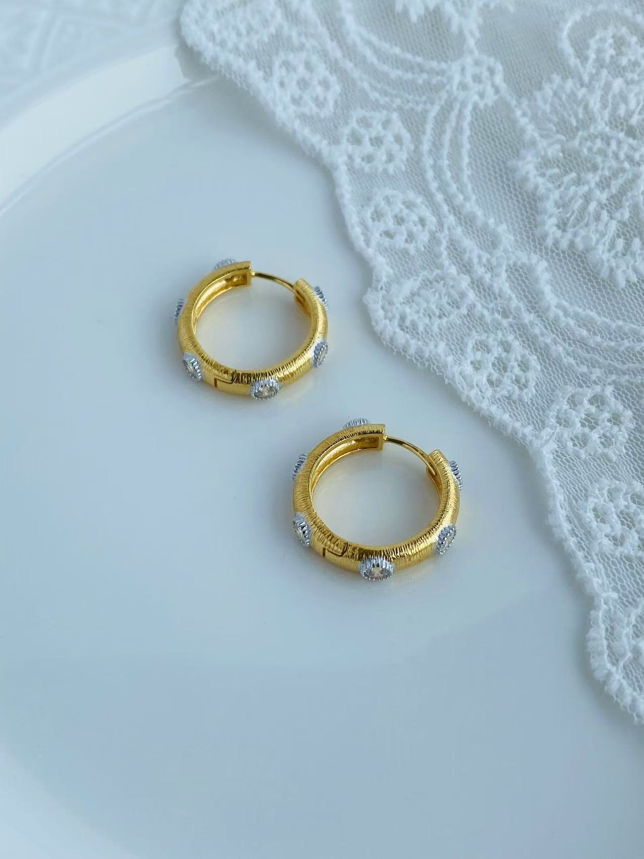 Brushed Zirconia Earrings