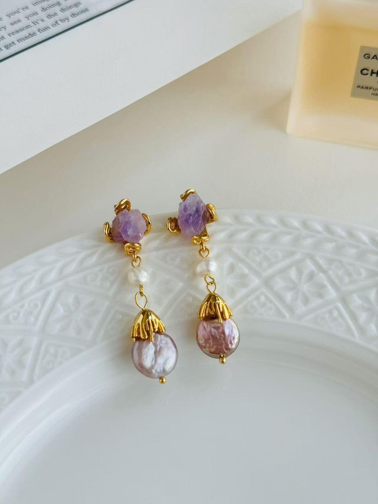 Natural crystal earrings