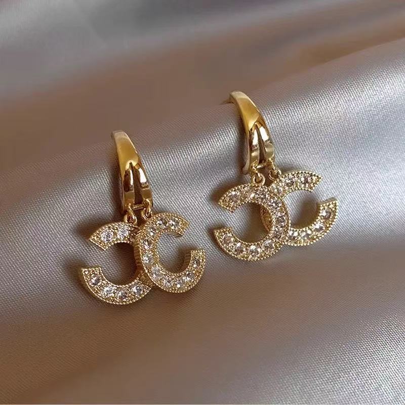 Double C Zircon Fashion Earrings