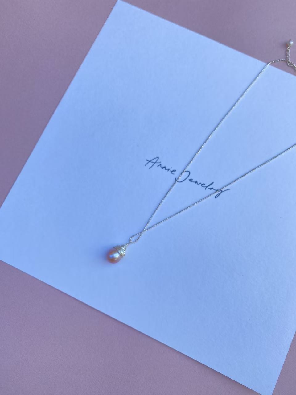 Wire Wrap Teardrop Pearl Necklace