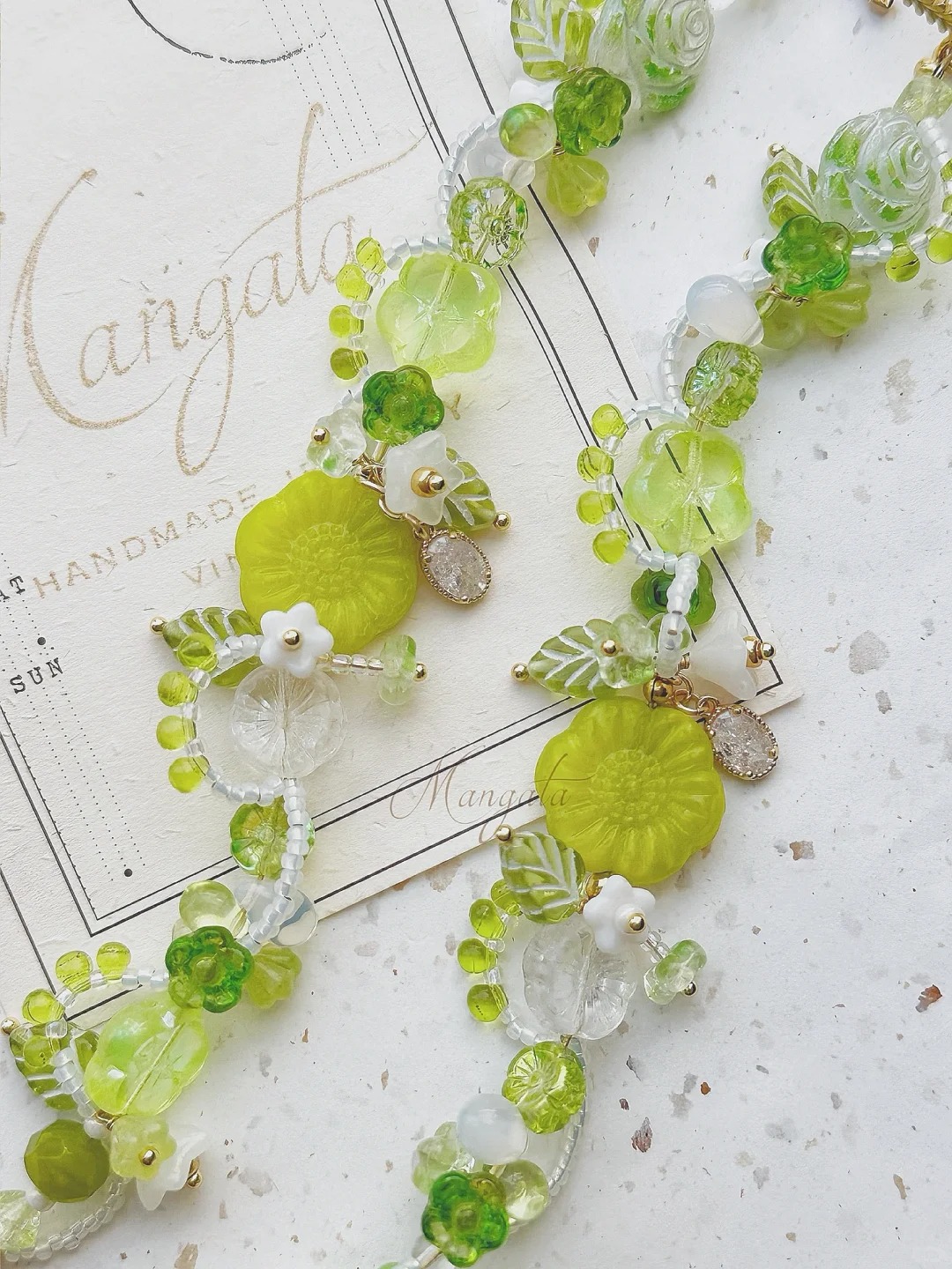 Green cherry blossom bracelet