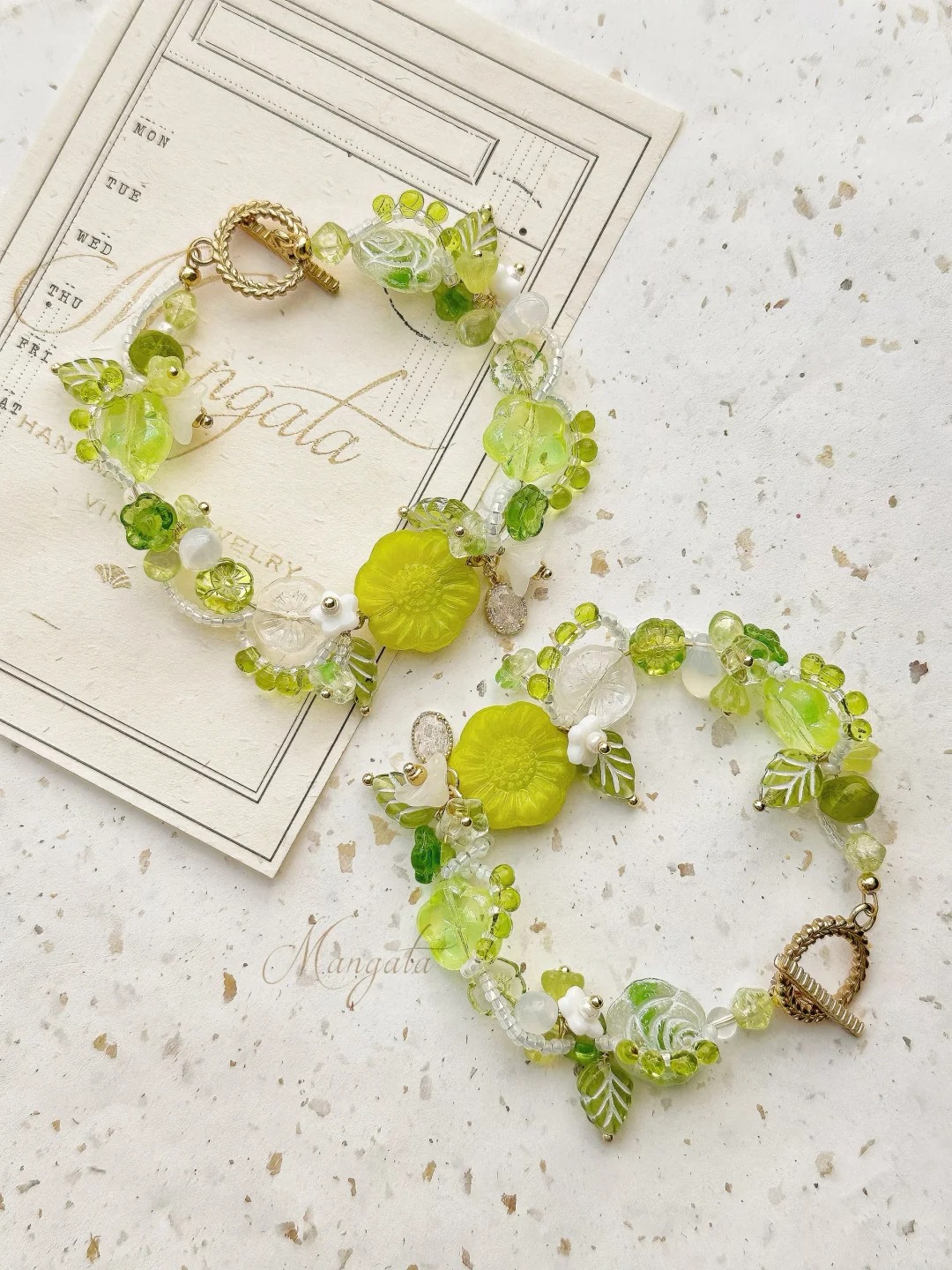 Green cherry blossom bracelet